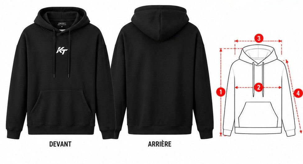 So misst du — KNNCT Damen Oversize Hoodie – Black Edition