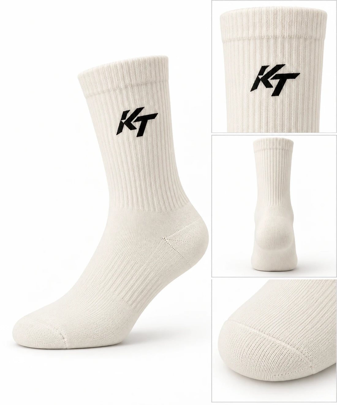 KNNCT Socks blanc cassé, détails tige, talon et pointe