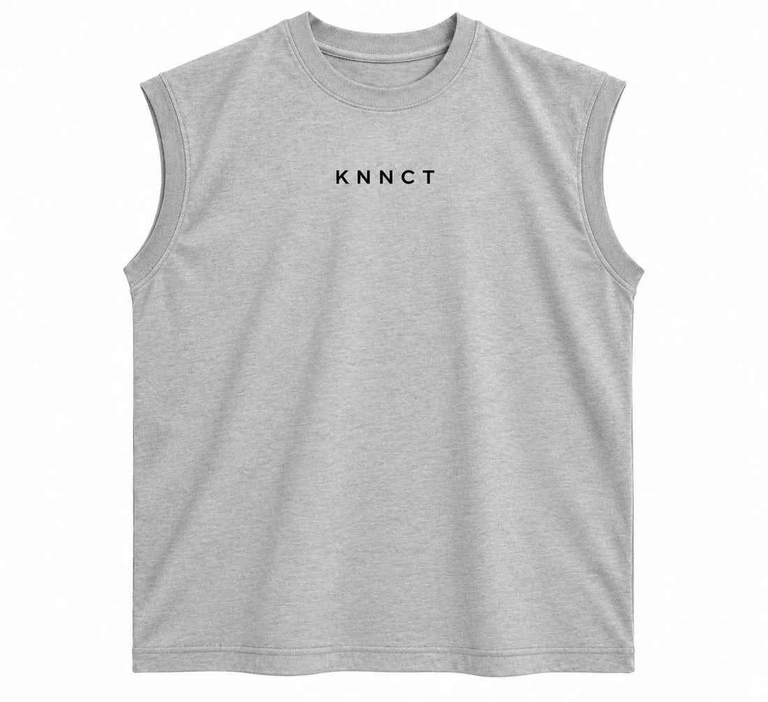 KNNCT Tank Top Oversize gris, vue de face à plat